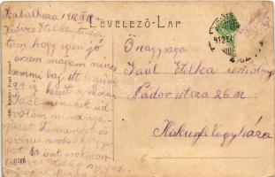 1912 Szakálháza, Sacalaz; Nagyvendéglő és gazdakör, étterem. W. L. (?) 1388. Feszl József kiadása / ...