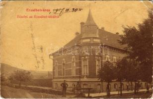 1907 Erzsébetváros, Dumbraveni, Elisabetopol; Erzsébet utca. Scholtes A. kiadása 758. (W.L. ?) / street view (fa)