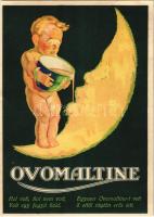 1934 Ovomaltine - Hol volt, hol nem volt, vol egy fogyó hold. Egyszer Ovomaltine-t vett és ettől rögtön erős lett. Malátaitalpor reklám / malt drink powder advertisement (fl)