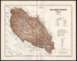 1895 Lika-Krbava vármegye térképe, kiadja: Posner Károly Lajos és Fia, 24×29,5 cm