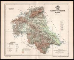 1897 Zágráb vármegye térképe, kiadja: Posner Károly Lajos és Fia, foltos, 24×29,5 cm