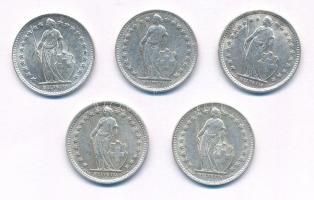 Svájc 1929-1960. 1/2Fr Ag (5xklf) T:1--2-
Switzerland 1929-1960. 1/2 Franc Ag (5xdiff) C:AU-VF
Kra...