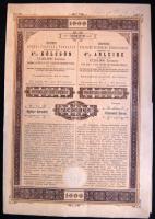 1905. "Budapesti Közúti Vaspálya Társaság" részlet-kötvénye 1000K-ról, német és magyar nyelven, szelvényekkel