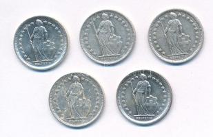 Svájc 1945-1966. 1/2Fr Ag (5xklf) T:1-,2
Switzerland 1945-1966. 1/2 Franc Ag (5xdiff) C:AU,XF
Krau...