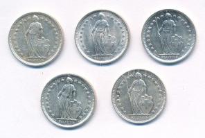 Svájc 1951-1966. 1/2Fr Ag (5xklf) T:1-,2
Switzerland 1951-1966. 1/2 Franc Ag (5xdiff) C:AU,XF
Krau...