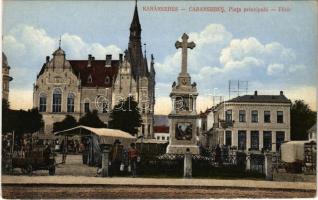 Karánsebes, Caransebes; Fő tér, piac / Piata principala / main square, market