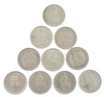Svájc 1934-1966. 1/2Fr Ag (10xklf) T:1--2-
Switzerland 1934-1966. 1/2 Franc Ag (10xdiff) C:AU-VF
K...