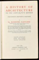 Sir Banister Fletcher: A History of Architecture on the comparative method. For students, craftsmen, & amateurs. New York - London, 1938., Charles Scribner's Sons - B. T. Batsford, XXX+1033+3 p. Angol nyelven. Gazdag képanyaggal illusztrált. Kiadói aranyozott félvászon-kötés, kopott borítóval, hiányzó gerinccel, de belül jó állapotban. Névbejegyzéssel, "Nash Anderson".