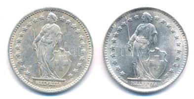 Svájc 1956-1964. 1Fr Ag (2xklf) T:1-,2 Switzerland 1956-1964. 1 Franc Ag (2xdiff) C:AU,XF Krause KM#...
