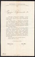 1899 Petőőfi halálának évfordulójára a kolozsvári polgármesternek címzett levél a Petőfi társaság ünnepségére szóló meghívással