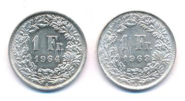 Svájc 1962-1964. 1Fr Ag (2xklf) T:1- Switzerland 1962-1964. 1 Franc Ag (2xdiff) C:AU Krause KM#24
