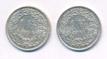 Svájc 1943-1956. 1Fr Ag (2xklf) T:2,2- Switzerland 1943-1956. 1 Franc Ag (2xdiff) C:XF,VF Krause KM#24