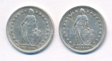 Svájc 1943-1956. 1Fr Ag (2xklf) T:2,2- Switzerland 1943-1956. 1 Franc Ag (2xdiff) C:XF,VF Krause KM#...