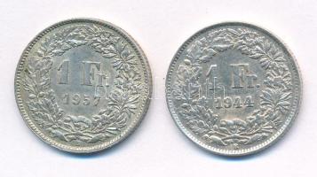 Svájc 1944-1957. 1Fr Ag (2xklf) T:2,2- Switzerland 1944-1957. 1 Franc Ag (2xdiff) C:XF,VF Krause KM#24