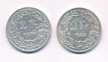 Svájc 1920-1944. 2Fr Ag (2xklf) T:2- Switzerland 1920-1944. 2 Francs Ag (2xdiff) C:VF Krause KM#21