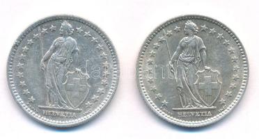 Svájc 1944-1958. 2Fr Ag (2xklf) T:2,2- Switzerland 1944-1958. 2 Francs Ag (2xdiff) C:XF,VF Krause KM...