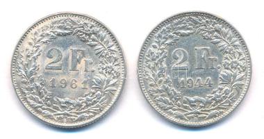 Svájc 1944-1961. 2Fr Ag (2xklf) T:2,2- ph. Switzerland 1944-1961. 2 Francs Ag (2xdiff) C:XF,VF edge error Krause KM#21