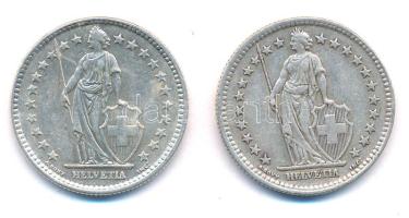Svájc 1944-1961. 2Fr Ag (2xklf) T:2,2- Switzerland 1944-1961. 2 Francs Ag (2xdiff) C:XF,VF Krause KM...