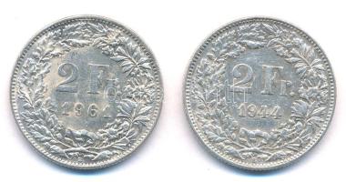 Svájc 1944-1961. 2Fr Ag (2xklf) T:2,2- Switzerland 1944-1961. 2 Francs Ag (2xdiff) C:XF,VF Krause KM#21