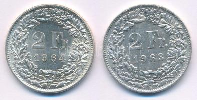 Svájc 1963-1964. 2Fr Ag (2xklf) T:1-,2 Switzerland 1963-1964. 2 Francs Ag (2xdiff) C:AU,XF Krause KM#21