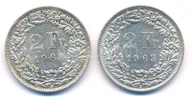 Svájc 1963-1964. 2Fr Ag (2xklf) T:1-,2 Switzerland 1963-1964. 2 Francs Ag (2xdiff) C:AU,XF Krause KM#21