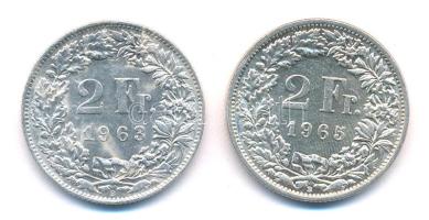 Svájc 1963-1965. 2Fr Ag (2xklf) T:1-,2 Switzerland 1963-1965. 2 Francs Ag (2xdiff) C:AU,XF Krause KM#21