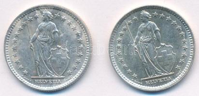 Svájc 1963-1965. 2Fr Ag (2xklf) T:1-,2 ph. Switzerland 1963-1965. 2 Francs Ag (2xdiff) C:AU,XF edge ...