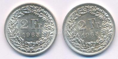 Svájc 1965. 2Fr Ag (2db) T:1-,2 Switzerland 1965. 2 Francs Ag (2pcs) C:AU,XF Krause KM#21