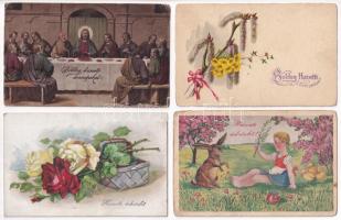 10 db RÉGI húsvéti üdvözlő képeslap vegyes minőségben / 10 pre-1945 Easter greeting postcards in mixed quality