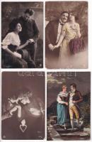 12 db RÉGI romantikus képeslap vegyes minőségben: szerelmes párok / 12 pre-1945 romantic postcards in mixed quality: couples in love