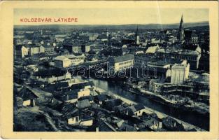 1910 Kolozsvár, Cluj; látkép, építkezés. Ujhelyi és Boros kiadása / general view, construction (fa)