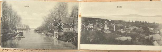 1905 Balaton. Kihajtható 4 lapos füzet szecessziós virágos borítóval. Balatonföldvár, Balatonszepezd...