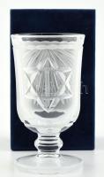 Judaika Kiddush ólomkristály pohár, díszdobozban, hibátlan, m: 10,5 cm