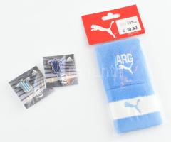 Adidas francia és argentin futballválogatott fém kitűző, 2 db + Puma Argentína csuklópánt, bontatlanok