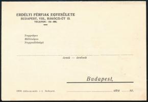 1942 Az Erdélyi Férfiak Egyesületének meghívója Urmánczy Sándor emléktáblájának felavatására