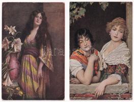 HÖLGYEK - 21 db régi képeslap / LADIES - 21 pre-1945 postcards