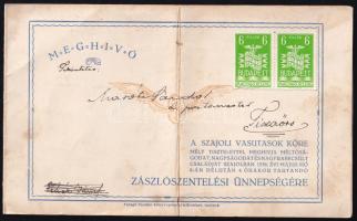 1938 Meghívó a Szajoli Vasutasok Köre zászlószentelési ünnepségére hajtva