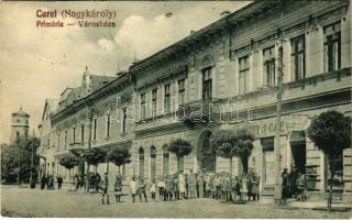1940 Nagykároly, Carei; Városháza, gyógyszertár / town hall, pharmacy + 1940 Nagykároly visszatért So. Stpl