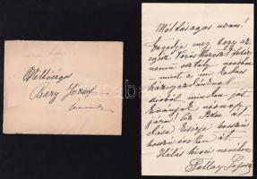 1914 Dr. Bary József (1858-1915) m. kir. kúriai bíró, a tiszaeszlári vérvádper vizsgálóbírója részére szóló névnapi köszöntő levél, Pallag Lajos az egész vöröskereszt nevében, borítékkal.