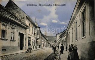 1911 Oravicabánya, Oravica, Oravicza, Oravita; Gropsián palota és Korona szálloda. Weisz Félix kiadása / palace, hotel, street view (kis szakadás / small tear)