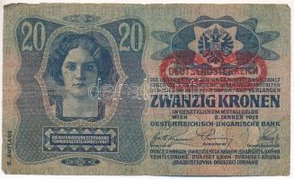 1913. 20K II. kiadás, piros "DEUTSCHÖSTERREICH" felülbélyegzéssel "1030 026321" ...