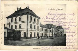 Piski, Simeria; Pályaudvar, vasútállomás. Schäser Ferenc fénynyomdai műintézete / Bahnhof / railway station (EB)