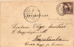 1901 Erzsébetváros, Dumbraveni, Elisabetopol; Fő tér, templom. Scholtes Albert kiadása / main square...