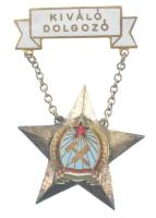 ~1950. Kiváló dolgozó Rákosi-címeres, részben zománcozott fém kitüntetés T:2  Hungary ~1950. Excellent Worker partially enamelled metal decoration C:XF