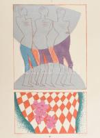 Lux Antal (1935-): Cél, 1969. Színes szitanyomat, papír. Jelzett. Számozott: 9/10. 39x22 cm.