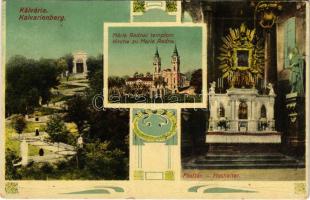 1913 Máriaradna, Mária-Radna, Radna (Lippa, Lipova); Kálvária, Búcsújáró templom, Főoltár, belső / pilgrimage church, calvary, main altar, interior. Art Nouveau (EK)