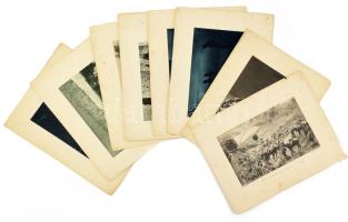 cca 1916 Az Érdekes Újság harctéri képeiből 13 db fotó-heliogravür. Az I. világháború hadi eseményei és front képek. Kissé foltosak 36x29 cm