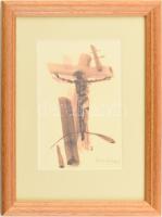 Csavlek András (1942- ): Krisztus a keresztfán. Akvarell, papír, jelezve jobbra lent, keretben 10x14 cm