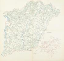 1980 Magyaország autóbuszhálózata térkép 67x64 cm