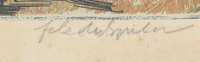 Feledy Gyula (1928-2010): Koratavasz. Rézkarc, papír, jelzett. Lap széle foltos. Üvegezett fakeretbe...